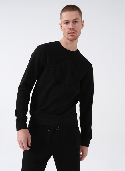 Armani Exchange Crew Neck Black Men's Sweatshirt 8NZM87 1200-BLACK - 1