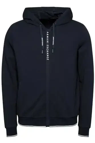 Armani Exchange erkaklar A|x Armani Exchange erkaklar logotipi fermuarli to'liq fermuarli kapüşonli sviter - A | X ARMANI EXCHANGE