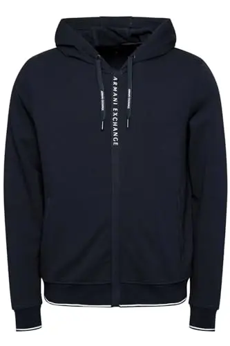 Armani Exchange erkaklar A|x Armani Exchange erkaklar logotipi fermuarli to'liq fermuarli kapüşonli sviter - 1