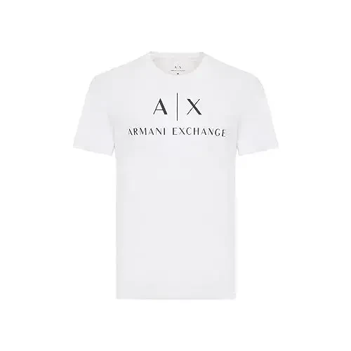 Armani Exchange erkaklar klassik ekipaj logotipi futbolkasi, oq, kichik - 2