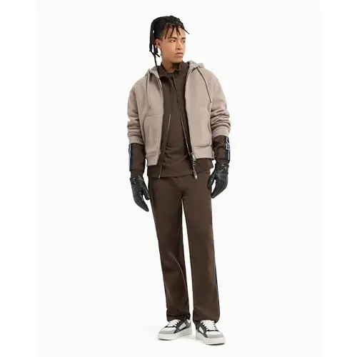 Armani Exchange erkaklar Logotip Stretch Bonded Paxta Fermuarli Sviter - 2