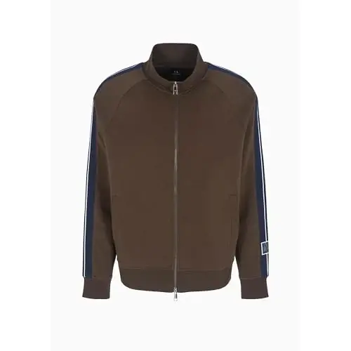 Armani Exchange erkaklar Logotip Stretch Bonded Paxta Fermuarli Sviter - 3