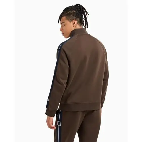 Armani Exchange erkaklar Logotip Stretch Bonded Paxta Fermuarli Sviter - 4