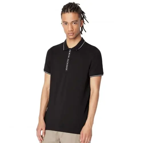 Armani Exchange erkaklar logotipi fermuarli jersi polo - ARMANI