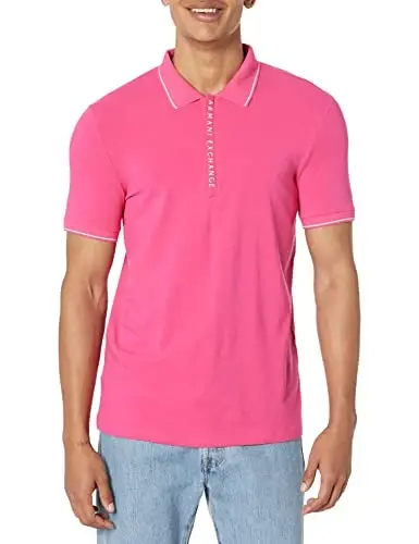 Armani Exchange erkaklar logotipli fermuarli jersi polo 