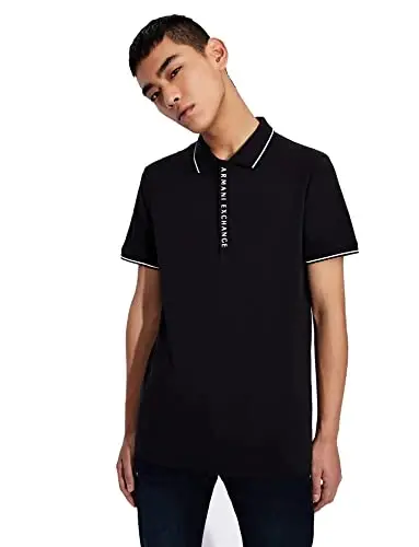 Armani Exchange erkaklar logotipli fermuarli jersi polo - 1