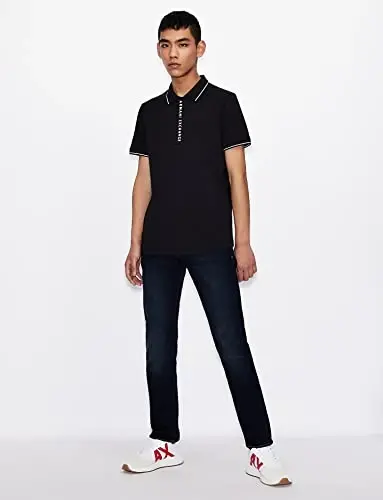 Armani Exchange erkaklar logotipli fermuarli jersi polo - 3