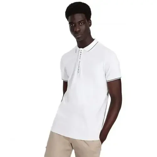 Armani Exchange erkaklar logotipli fermuarli jersi polo - 5