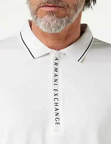 Armani Exchange erkaklar logotipli fermuarli jersi polo - 3