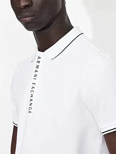 Armani Exchange erkaklar logotipli fermuarli jersi polo - 5
