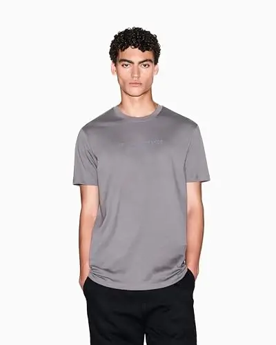 Armani Exchange erkaklar markazi logotipi Milano/Nyu-York logotipi futbolkasi - 4
