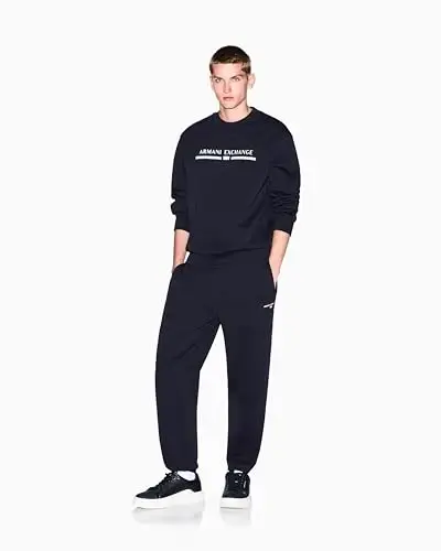 Armani Exchange erkaklar markaziy ko'krak logotipli ekipaj bo'yinbog'i - 3