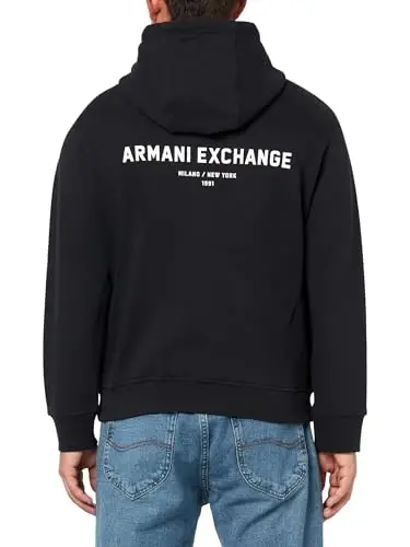 Armani Exchange erkaklar orqa logotipi to'liq fermuarli kaputli - 2