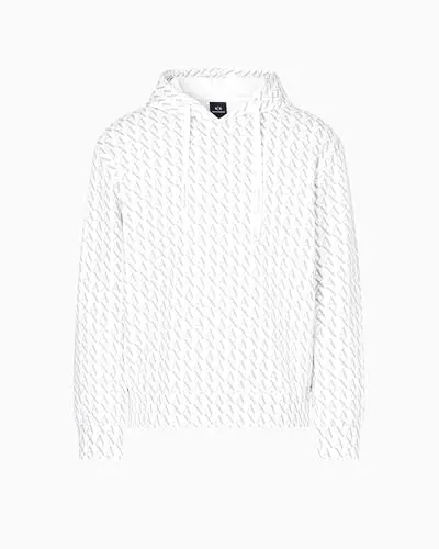 Armani Exchange erkaklar paxta French Terry butun logotipli qalpoqli sviter - 1