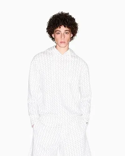 Armani Exchange erkaklar paxta French Terry butun logotipli qalpoqli sviter - 4