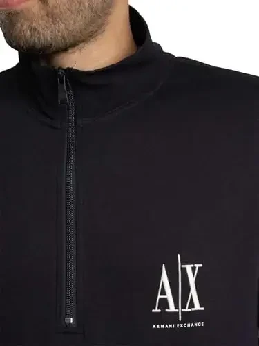 Armani Exchange erkaklar paxta Icon Logo Half Zip свитери - 4