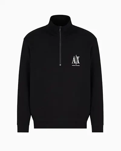 Armani Exchange erkaklar paxta Icon Logo yarim fermuarli sviter - ARMANI