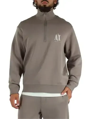Armani Exchange erkaklar paxta Icon Logo yarim fermuarli sviter - 4