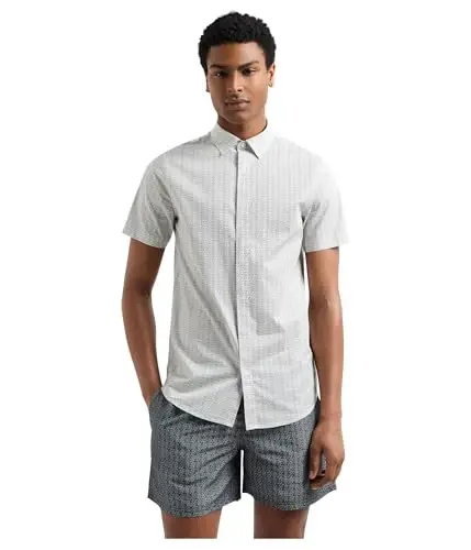 Armani Exchange erkaklar qisqa yengli poplin slim tugmali ko'ylak - ARMANI