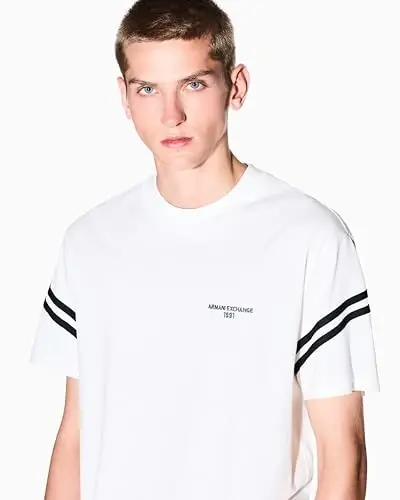 Armani Exchange erkaklar qo'l bog'i matn logotipli futbolka - ARMANI (1)