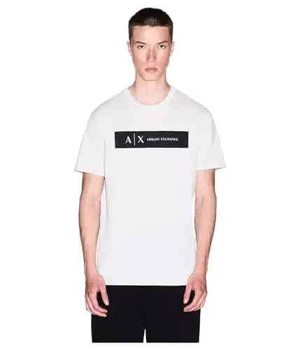 Armani Exchange erkaklar to'g'ri burchakli logotipli futbolka - 1