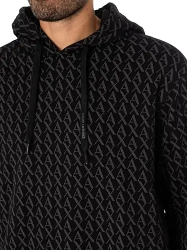 Armani Exchange erkaklar uchun butun bosma paxta kapüşonli sviter - 4