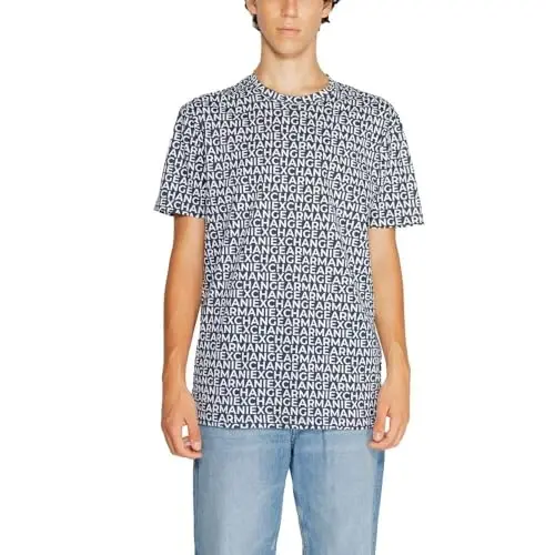 Armani Exchange erkaklar uchun hamma joyda logotip bosilgan oddiy qulay futbolka - ARMANI