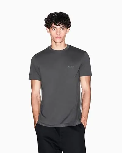 Armani Exchange erkaklar uchun kichik ko'krak Milano/Nyu-York logotipi tushirilgan futbolka - 4