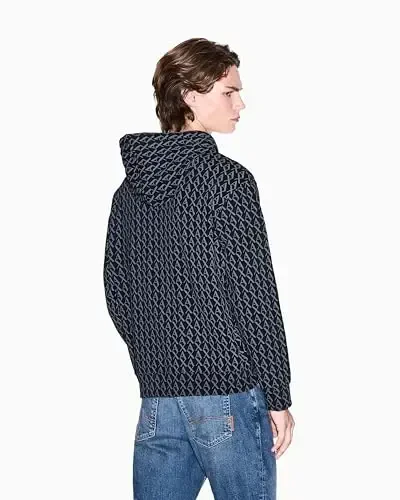 Armani Exchange erkaklar uchun paxta Frantsuz terri butun logotipi Hoodie - 5