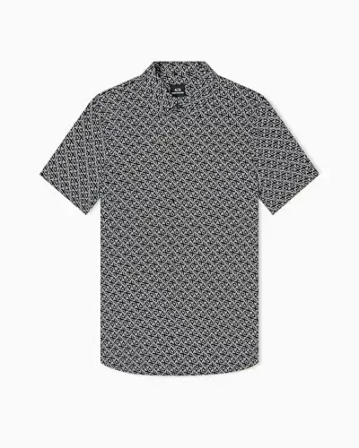 Armani Exchange erkaklar uchun qisqa yengli poplin slim ko'ylak - 1