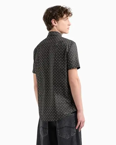 Armani Exchange erkaklar uchun qisqa yengli poplin tor tugmali ko'ylak - 4