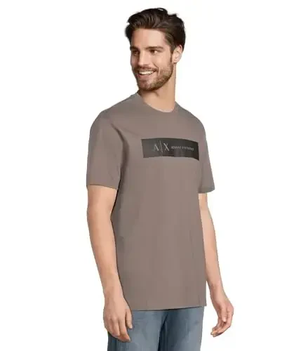 Armani Exchange erkaklar uchun to'g'ri burchakli logotipli futbolka - ARMANI EXCHANGE (1)