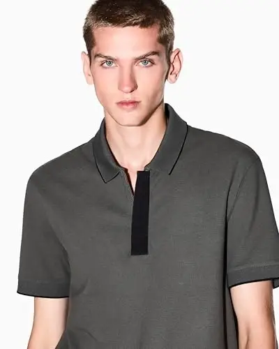 Armani Exchange erkaklar uchun tor kesimli paxta pike polo - 2