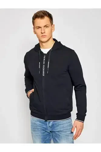Armani Exchange mens A|x Armani Exchange Men's Logo Zipper Full Zip Hooded Sweatshirt - 2