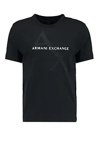 Armani Exchange Men's Crew Neck Logo Tee T Shirt, Black, Small - 1
