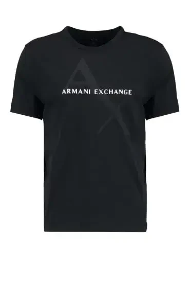 Armani Exchange Men's Crew Neck Logo Tee T Shirt, Black, Small - 6