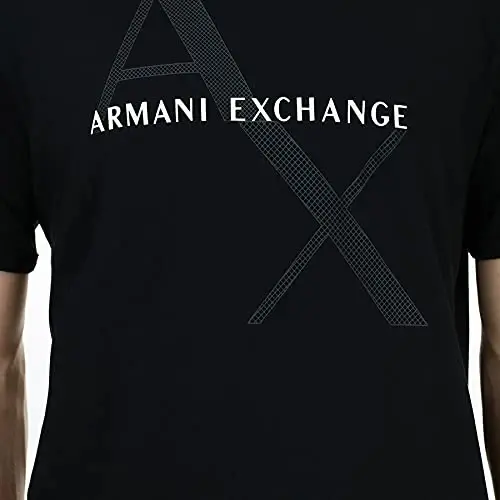 Armani Exchange Men's Crew Neck Logo Tee T Shirt, Black, X-Large - 6