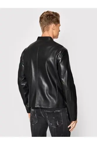 Armani Exchange Men's Fitted Full Zip Eco Leather Jacket - 4
