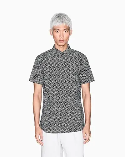 Armani Exchange Men's Short Sleeve Poplin Slim Button Down Shirt - 4