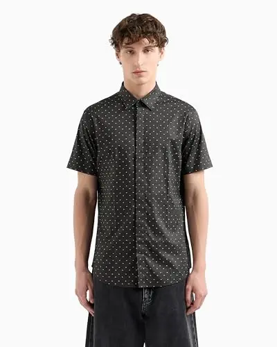Armani Exchange Men's Short Sleeve Poplin Slim Button Down Shirt - 2