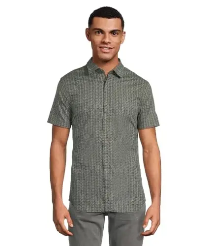 Armani Exchange Mens Short Sleeve Poplin Slim Button Down Shirt - ARMANI