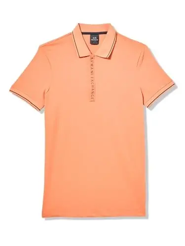 Armani Exchange Mens Logo Zip Jersey Polo - ARMANI