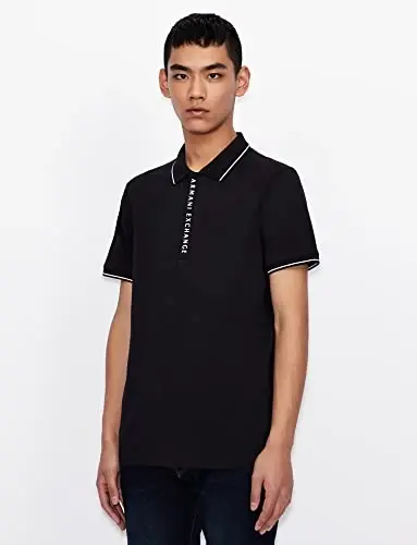 Armani Exchange Mens Logo Zip Jersey Polo - 5