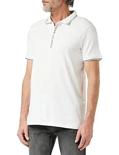 Armani Exchange Mens Logo Zip Jersey Polo 