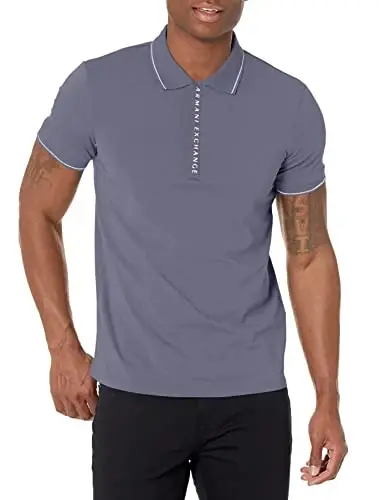Armani Exchange Mens Logo Zip Jersey Polo - ARMANI