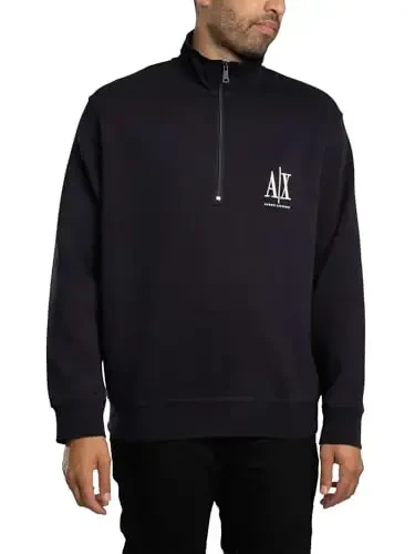 Armani Exchange mens Cotton Icon Logo Half Zip Sweater - 1