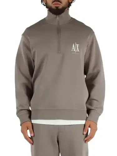 Armani Exchange mens Cotton Icon Logo Half Zip Sweater - 2