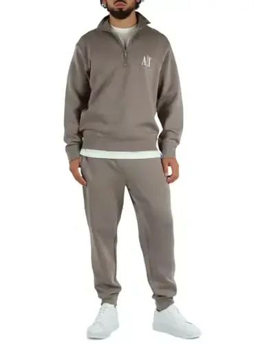 Armani Exchange mens Cotton Icon Logo Half Zip Sweater - 5