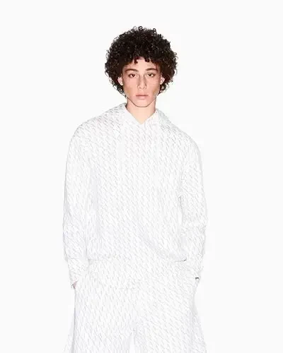 Armani Exchange mens Cotton French Terry All Over Logo Hoodie - 4