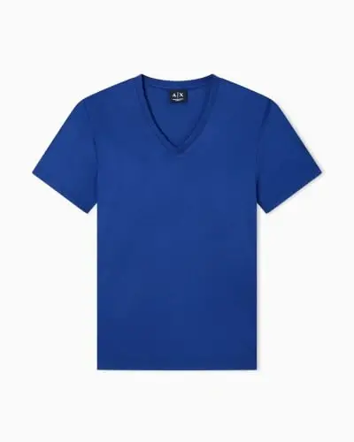 Armani Exchange Erkek Pima Pamuklu Jarse Kısa Kollu V Yaka T-Shirt - A | X ARMANI EXCHANGE (1)